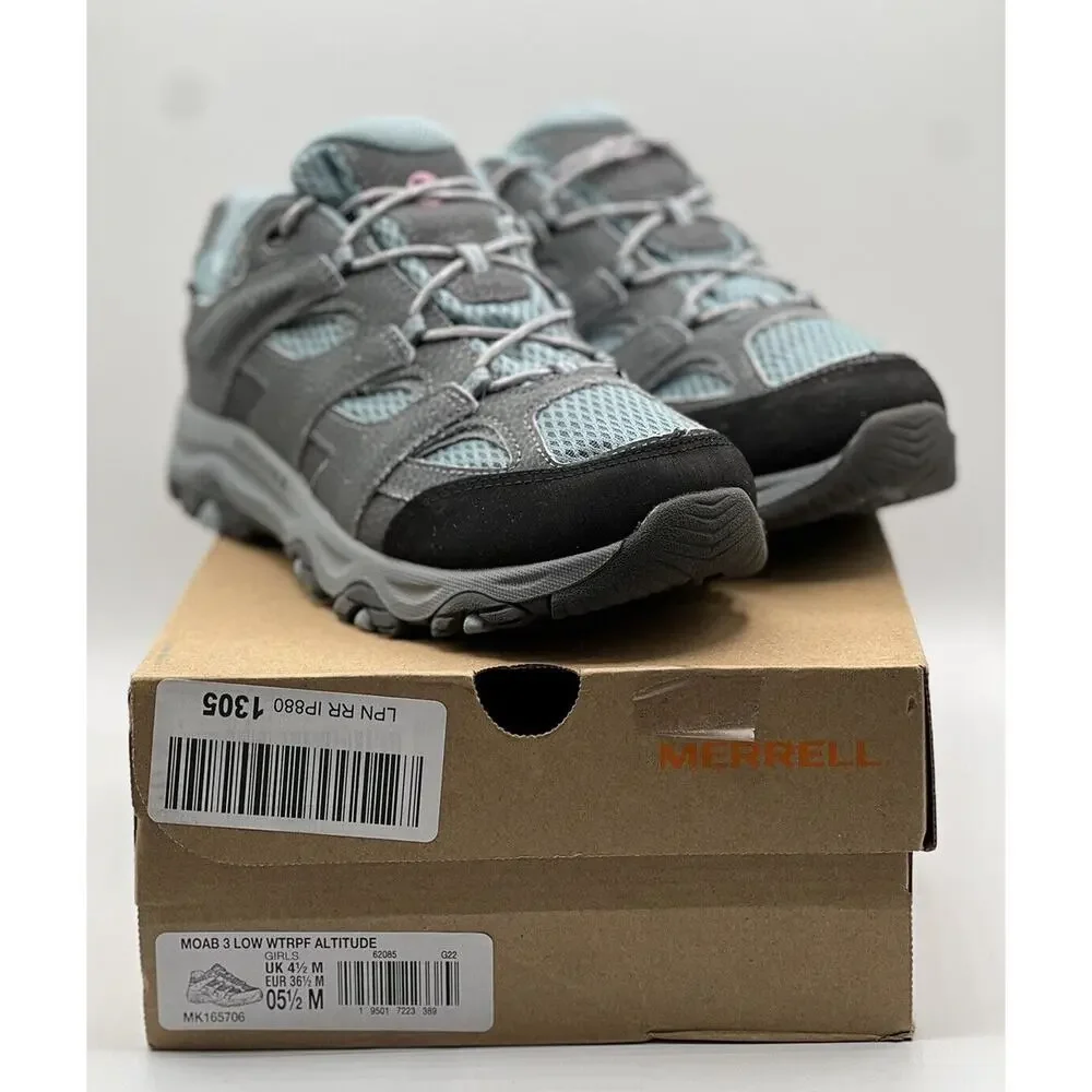 Merrell Moab 3 Low WTRPF Hiking Shoe,‎ Altitude, 5.5 US Unisex Big Kid EUC